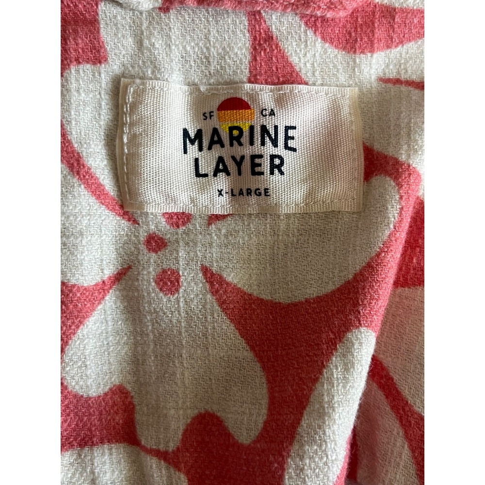 Marine Layer Mens XL Coral Tropical Floral Camp Collar Button Down Shirt XL - Picture 5 of 6